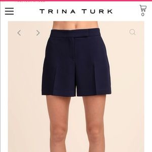 Trina Turk Hermosa Navy Crepe Shorts - size 4 dress shorts